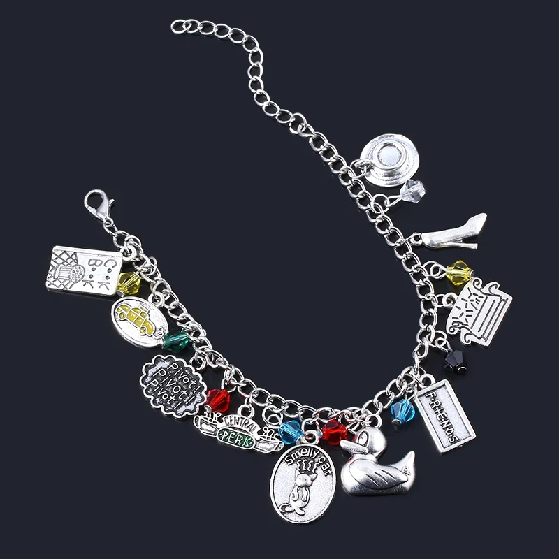 TV show Friends Charms Bracelet Central Perk Coffee Time Pendant Bangles Bracelets for Women Men Jewelry Gift