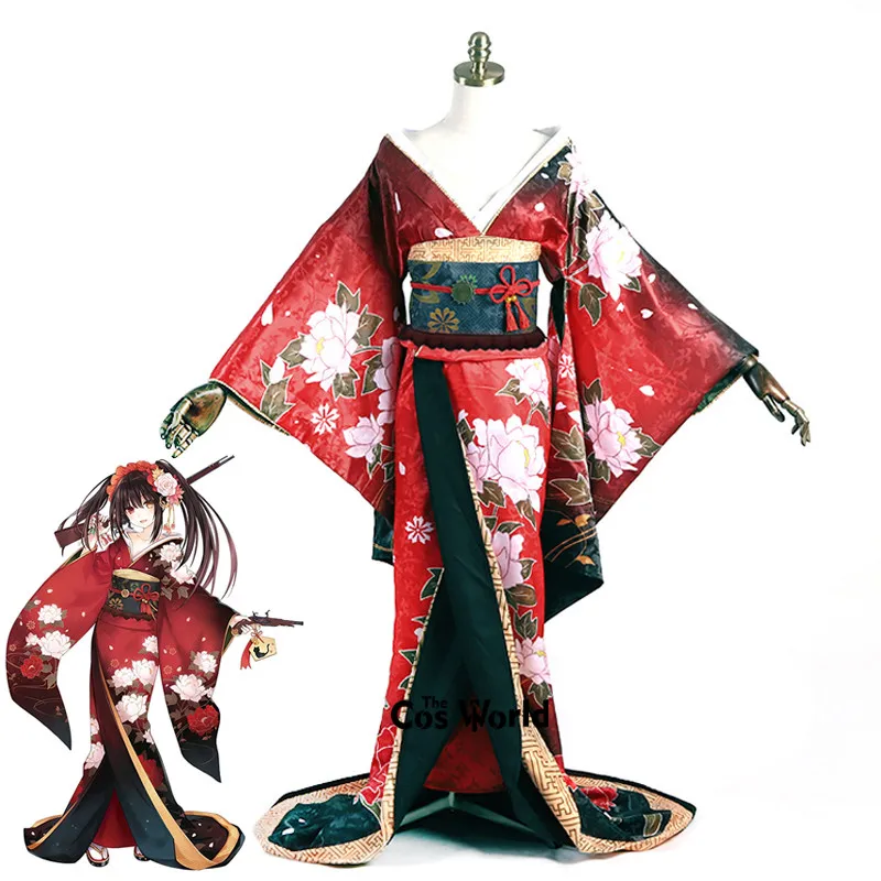 DATE A LIVE Tokisaki Kurumi Yukata Kimono Dress Outfit Anime Cosplay Costumes