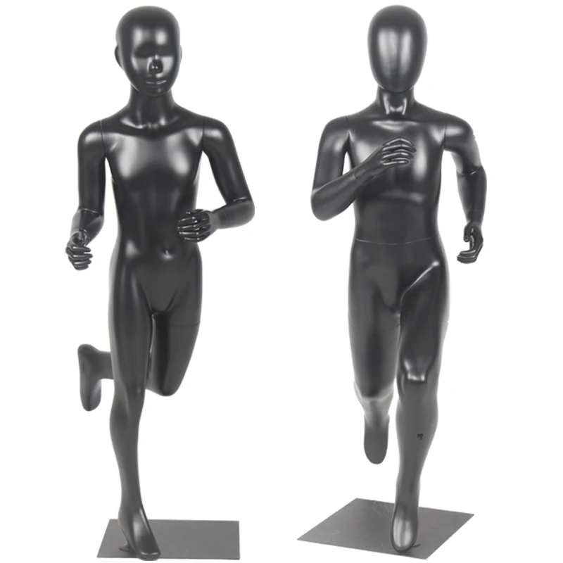 Black Sports Children Model Running and Kicking Mannequin