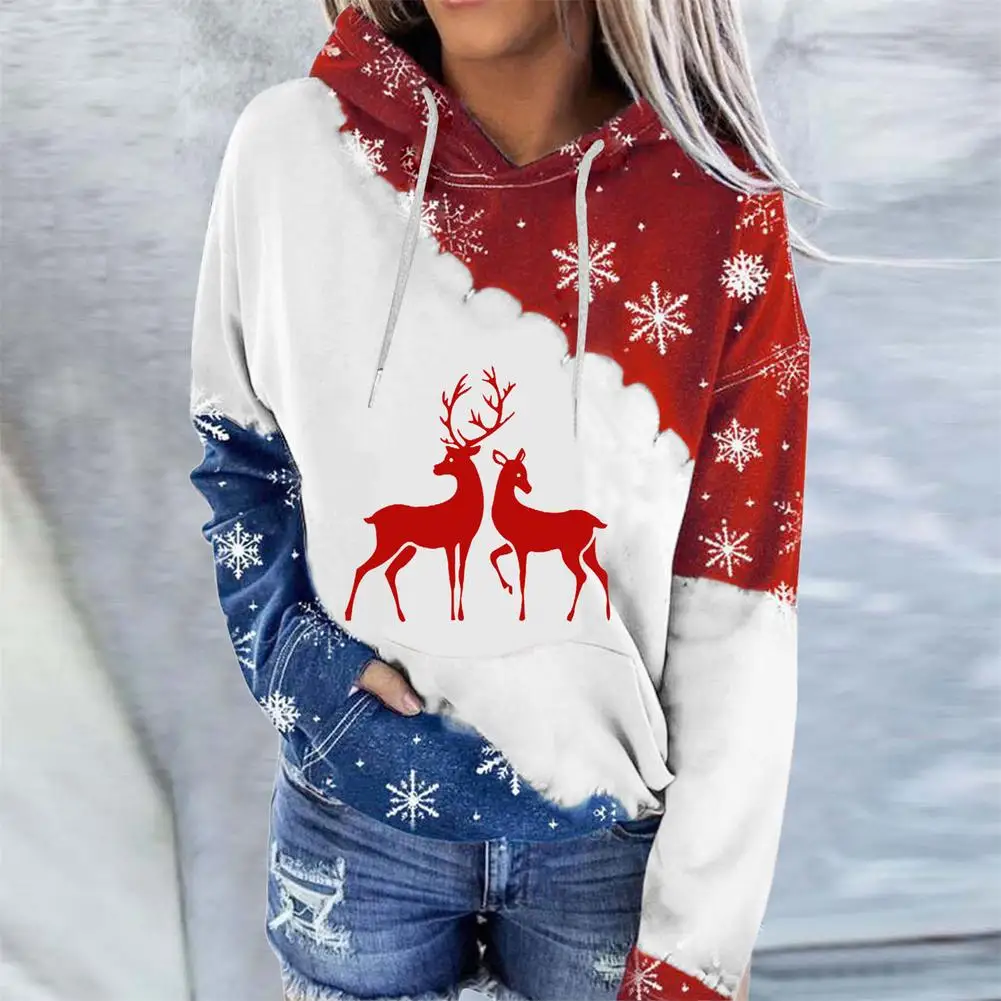 Christmas Snowman Print Round Neck Hoodie Long Sleeve Sweatshirt Comfortable Warm Stylish And Cute Long Sleeve Sweater