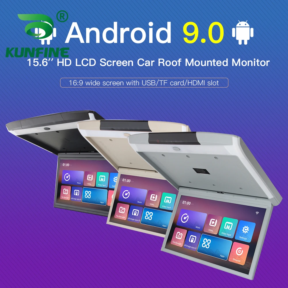 15.6 inch Display digital screen Android 9.0 Car Roof Monitor LCD Flip Down Screen Overhead Multimedia Video Ceiling Roof mount