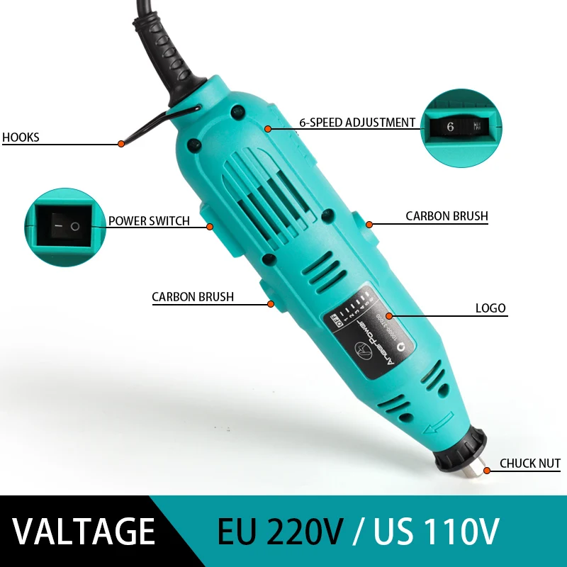 180W Mini Electric Drill Variable Speed Dremel Engraving Polishing Machine Rotary Tool Wood Carving Polishing Grinder Grinding