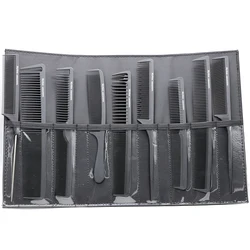 9pcs/set Professional Women Hairdressing Combs Kit With Bag Carbon Fibre Heat-Resistant Salon Barber Hair Styling Comb For Men