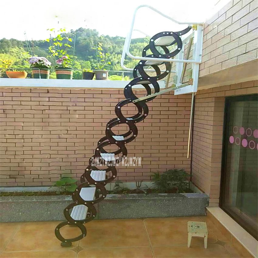 Household Tool Set Outdoor Wall Hanging Retractable Staircase Manual Folding Ladder Portable Telescopic Stair 2.5-3M