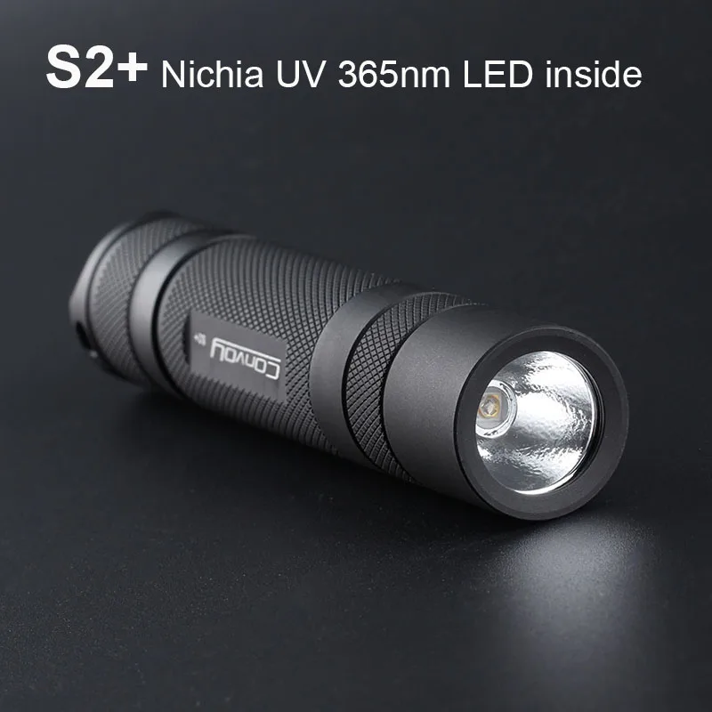 UV Flashlight Convoy S2 Plus with Nichia UV 365nm LED Inside Fluorescent Agent Detection Mini Ultraviolet Ultra Violet Light