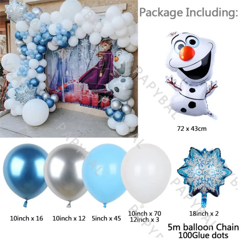 1Zestaw Disney Frozen Olaf Balloon Arch Garland Kit Snowflake Foil Balloons For Kids Birthday Party Baby Shower Decoration Supplies