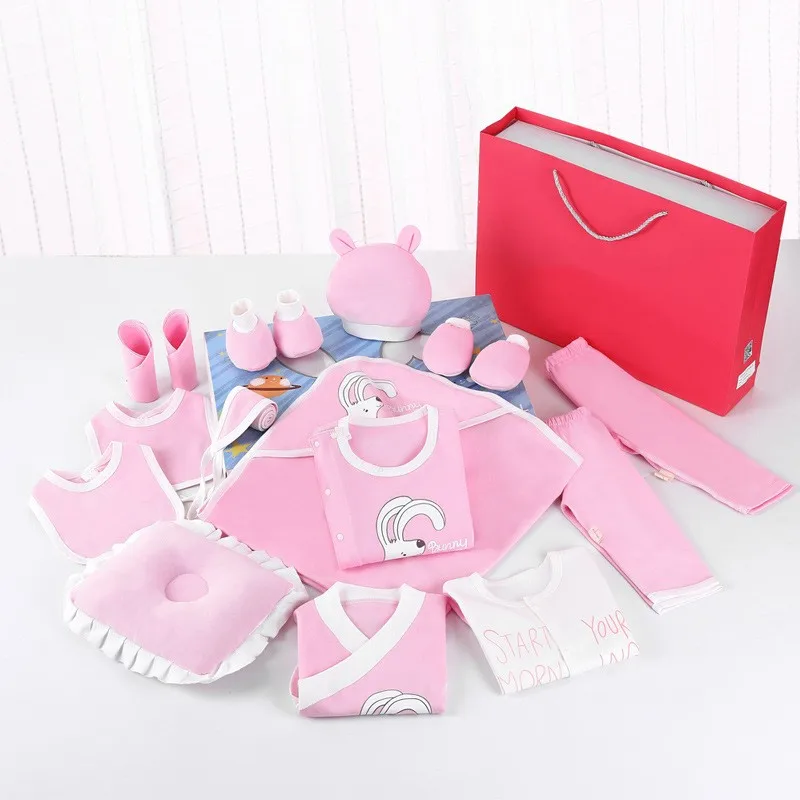 Newborn Baby Girl Boys Clothes New Born Baby Set Pure Cotton Cartoon Bunny Print Baby Outfit Baby Gift Infant Clothing With Box