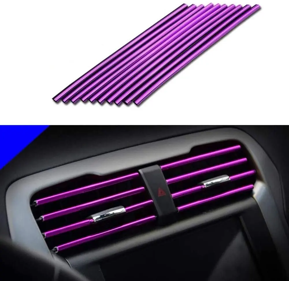 10 Stück 20 cm Auto-Klimaanlage, Entlüftungsauslass, Zierstreifen, U-Form, Chrom, PVC, bunt, glänzend, für Autodekoration