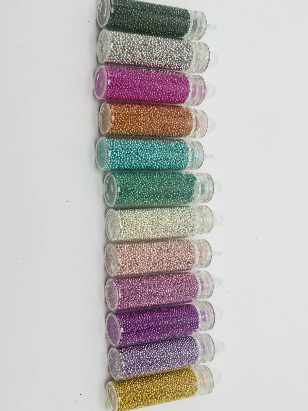 12 Bottles Mini Glitter Glass Vial Charm Nail Art Caviar Microbeads Set Crafts