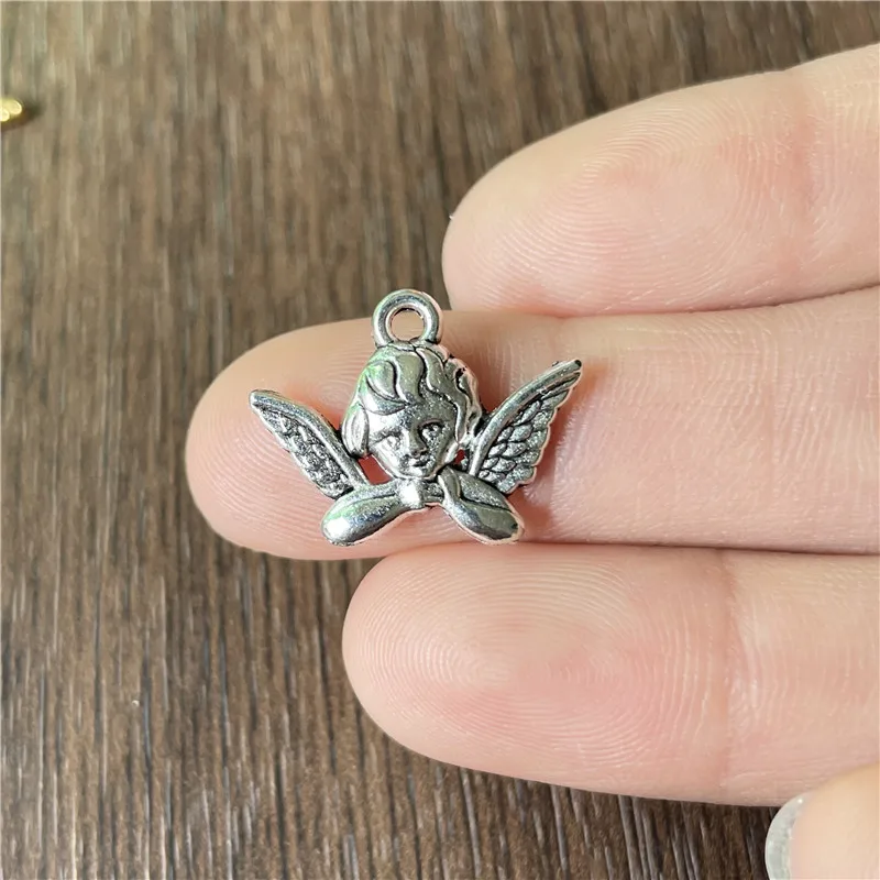 15*20mm New Charm Cute Mini Angel Pendant DIY Bracelet Necklace Jewelry Craft Connector Making Amulet Accessories Wholesale