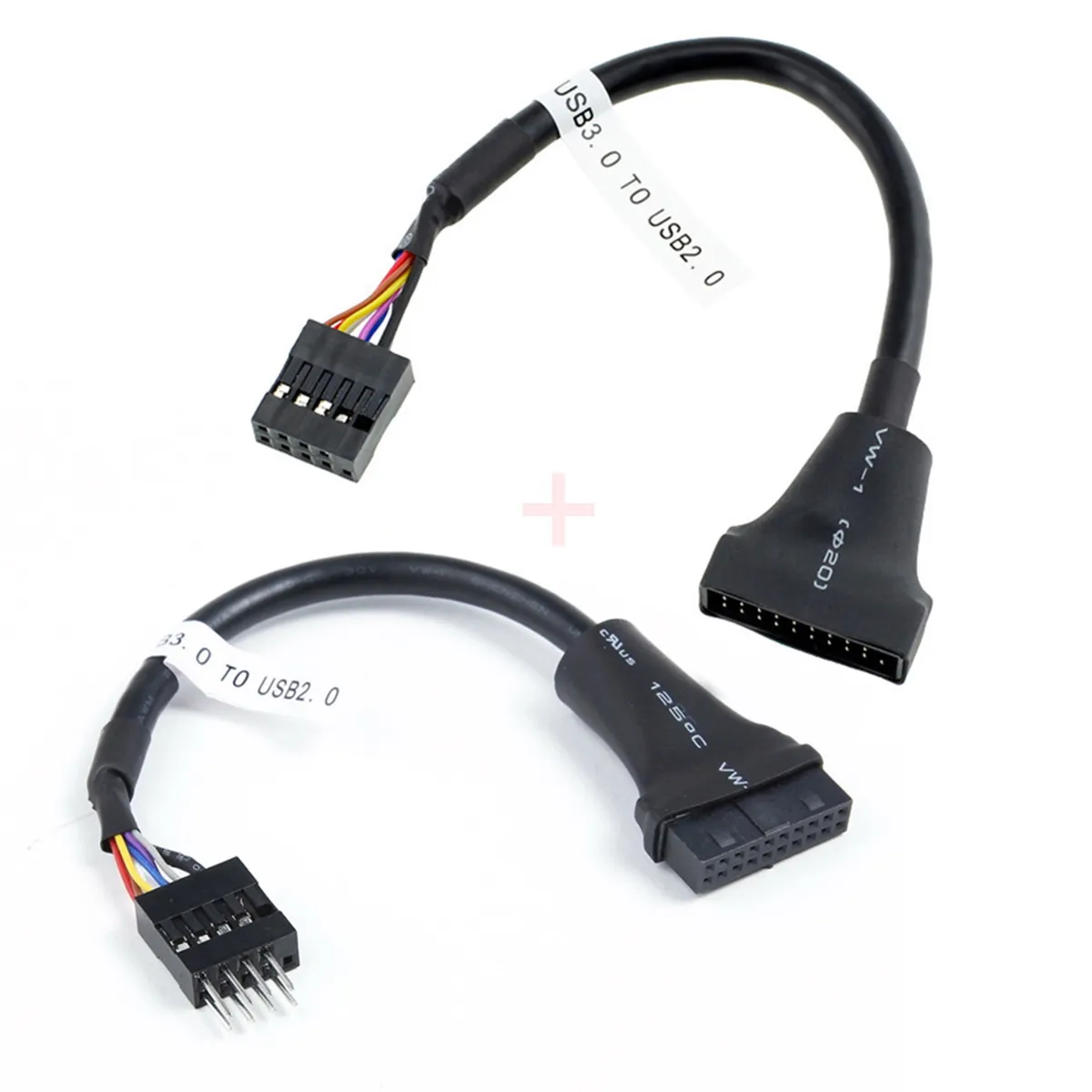 

Cablecc 2pcs USB 3.0 20pin Housing Header Female to USB 2.0 9Pin Cable Reversible for Motherboard