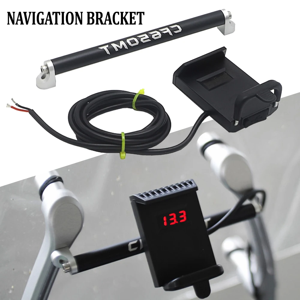 Motorcycle GPS Navigation Bracket Shockproof Aluminum Alloy FOR CF MOTO 650MT 650 MT MT650 CF650MT 2018 USB Charging