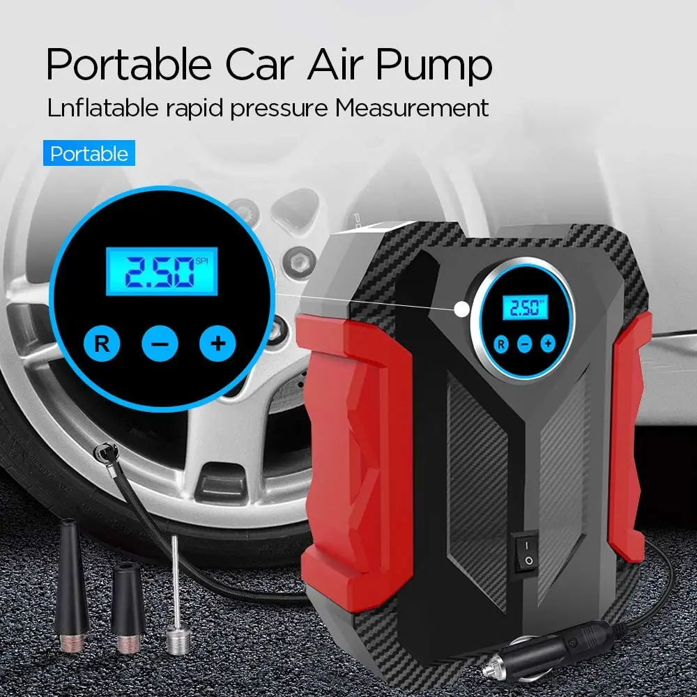 Digital Car Air Pump Air Compressor Tire Pump with LED Light DC 12V 150 PSI Inflator for Motorcycles Portable Car Repair Tool