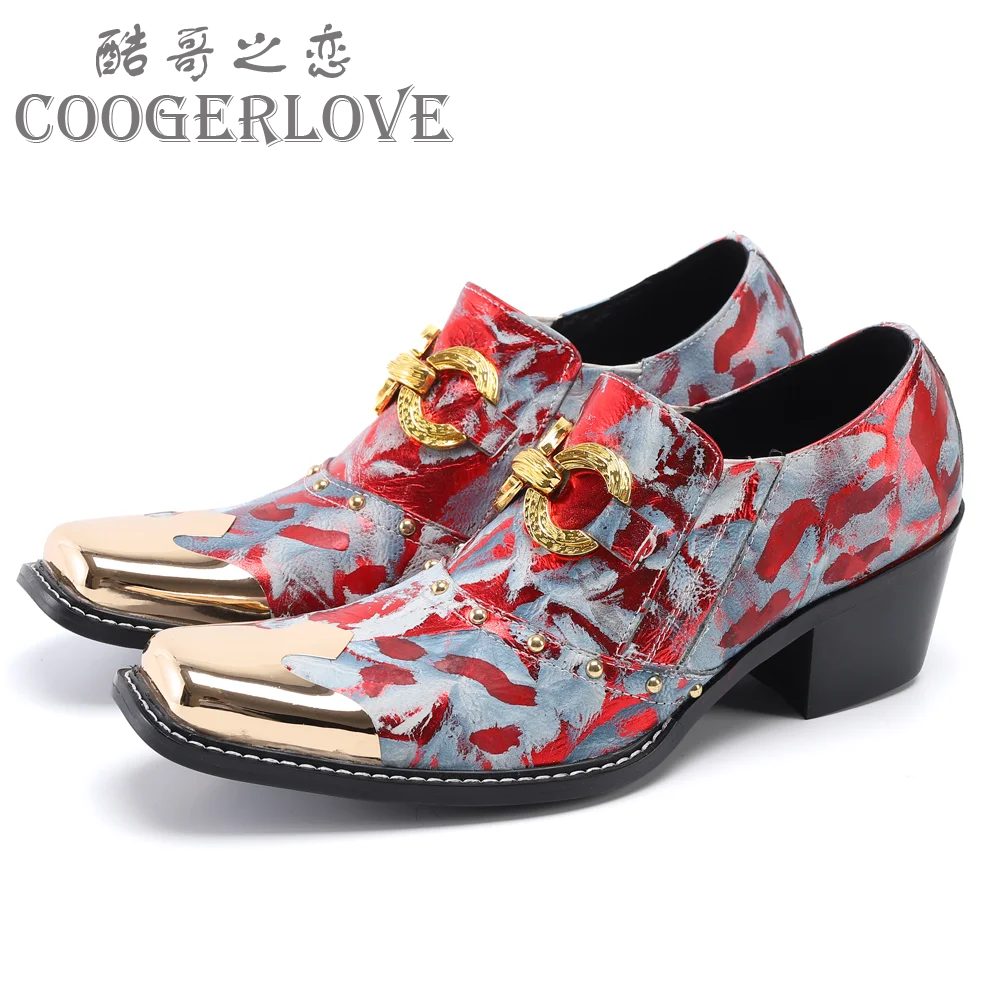 Spring Men Leather shoes Business Casual Luxury Banquet Social contact Increase Genuine Leather High heels Men\'s  Wedding shoes