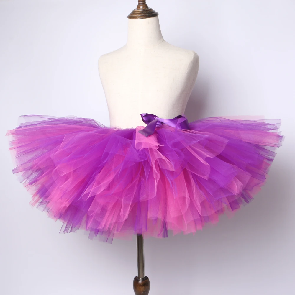 Pink & Purple Girls Tutu Skirt Handmade Fluffy Tulle Children Skirts Girls Kids Party Dance Ballet Pettiskirt Birthday Baby Tutu