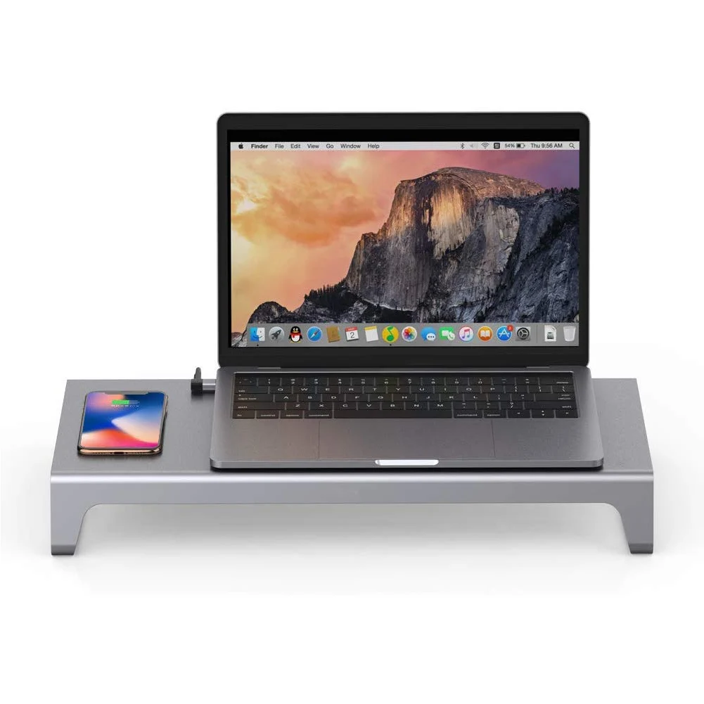 Imagem -05 - Alumínio Monitor Stand Docking Station Usb c Hub 4k Hdmi Vga tf Card Carga sem Fio Laptop Office Game