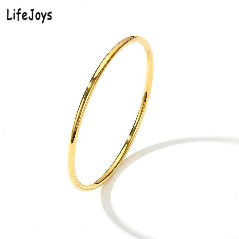 3mm Circle Round Bangle Bracelet Stainless Steel Thin Single Wire Bracelets Simple Classic Jewelry Women Rose Gold Silver Color