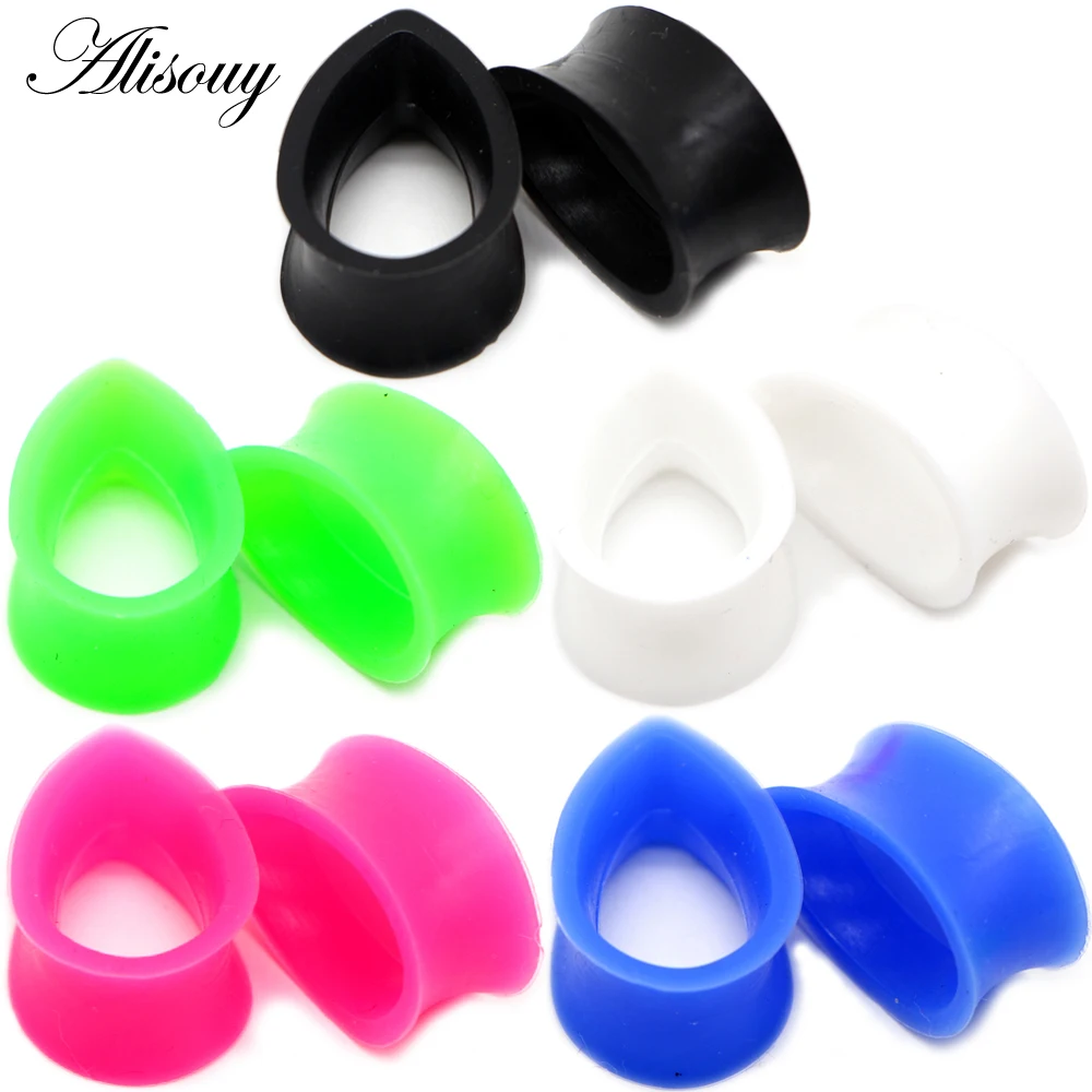 2PC Flexible Silicone Water Drop Star Square Ear Plugs Gauges Plugs Tunnels Body Jewelry Piercing Stretcher Teardrop Expanders