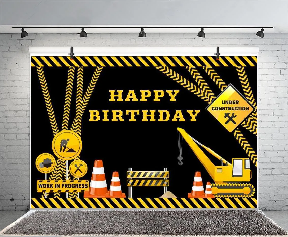 Construction Dump Truck Backdrops Boys Birthday Party Photography Background Photographic Photo Studio Props Banner Decoration