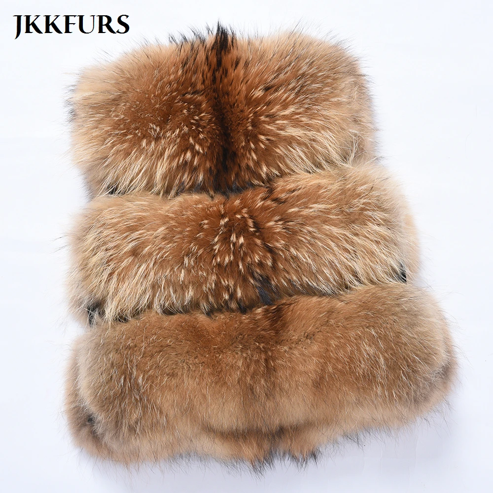 2021 Real Raccoon Fur Vest Fashion Style Women Winter Thick Warm Gilet Waistcoat New 3 Rows S1150C