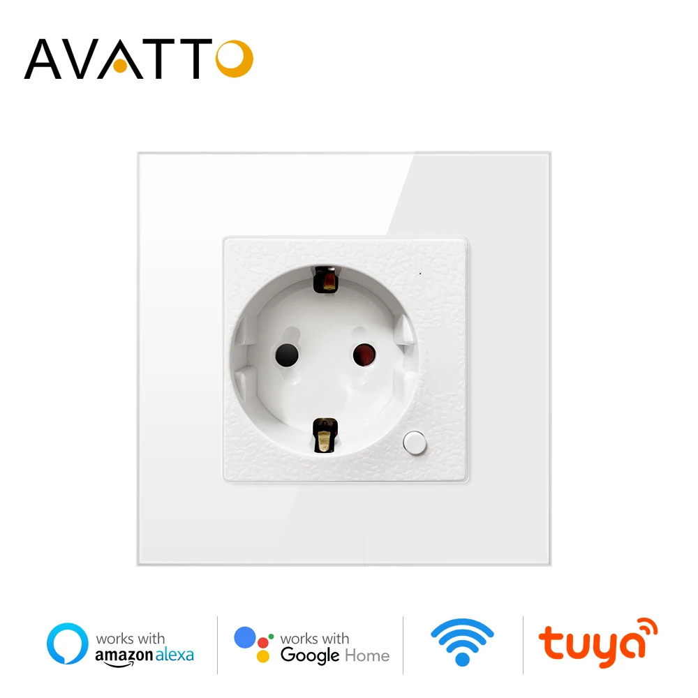 AVATTO Wifi Wall Socket,EU Standard  Voice Remote Control Power Plug outlet Works With Google Home Alexa IFTTT Tuya Smart home