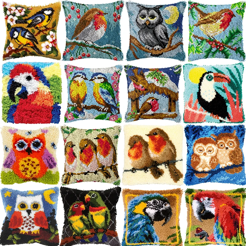 

Мультяшная птица, попугай, ковер, вышивка крестиком, подушка, искусственная Самостоятельная защелка, крючок, подушка, наволочка, подушка, сделай сам