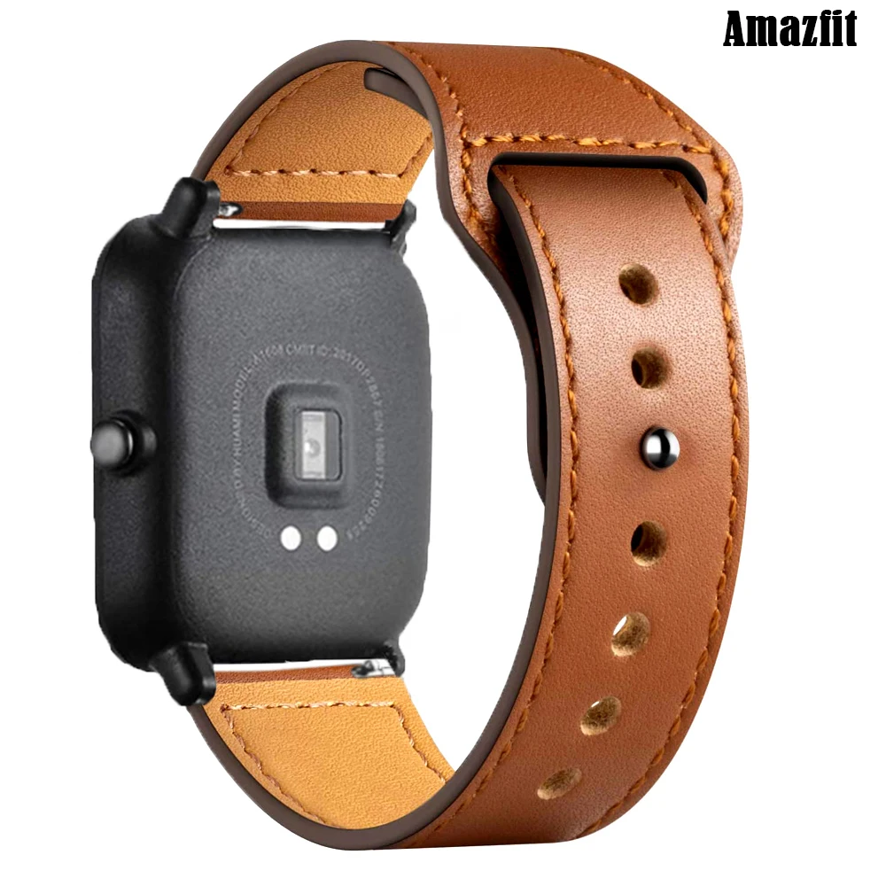 Кожаный ремешок для Amazfit GTS 4/2/2e/3 GTS2 Mini/GTR 42 мм/47 мм GTR 4/2/3/Pro/stratos 3, Amazfit bip/ремни pace