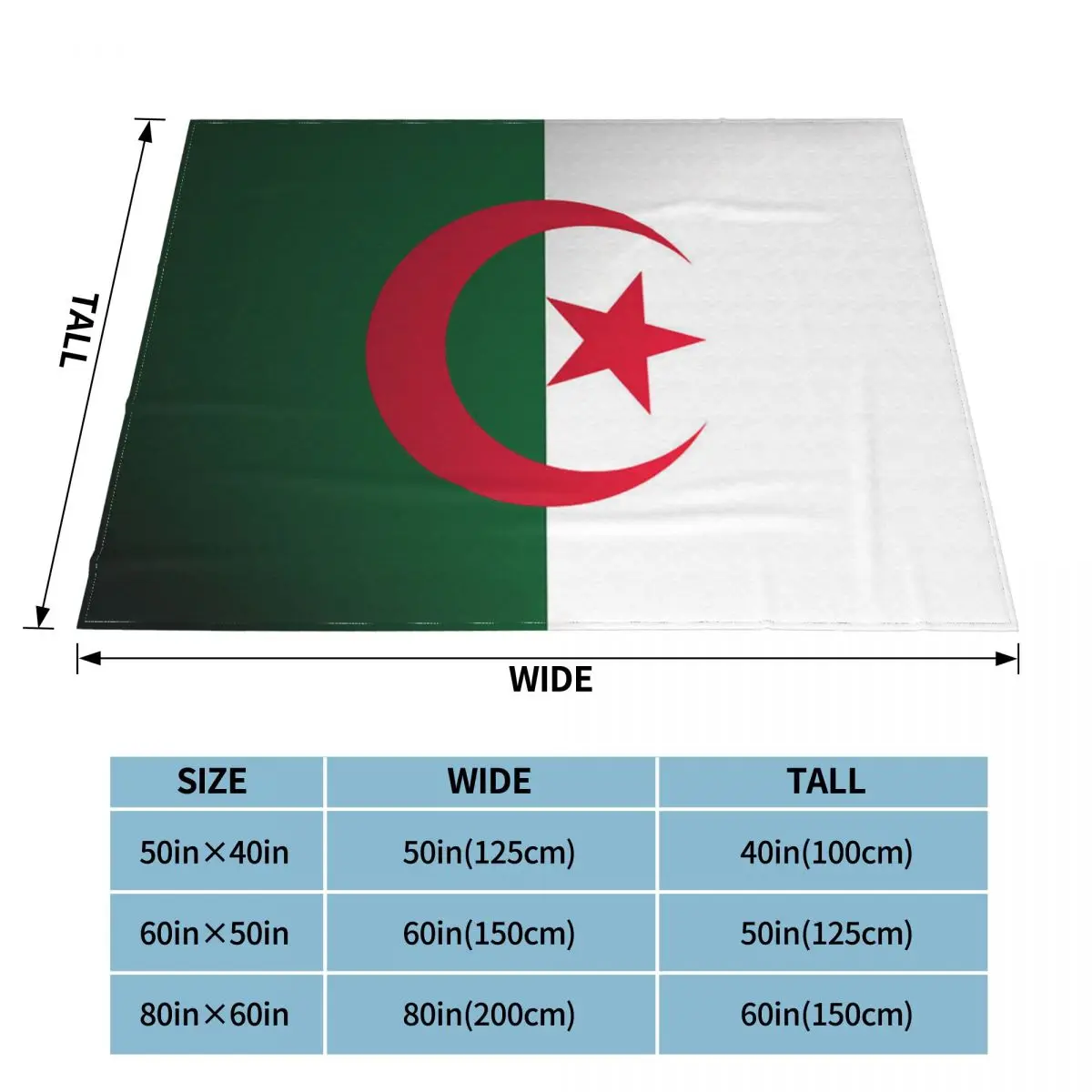 Algeria Flag Blanket Flannel Autumn/Winter Multifunction Lightweight Throw Blankets for Bedding Outdoor Bedspread