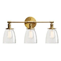 Permo 3 Light Industrial Wall Sconce Black Sconces with 5.5 Inches Dome Shape Clear Glass Shade