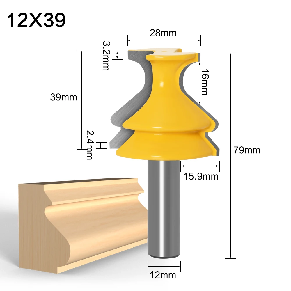 1pcs 8mm Shank Architectural Molding Handrail Router Bits Set Casing Base CNC Line Woodworking Cutters Face Mill