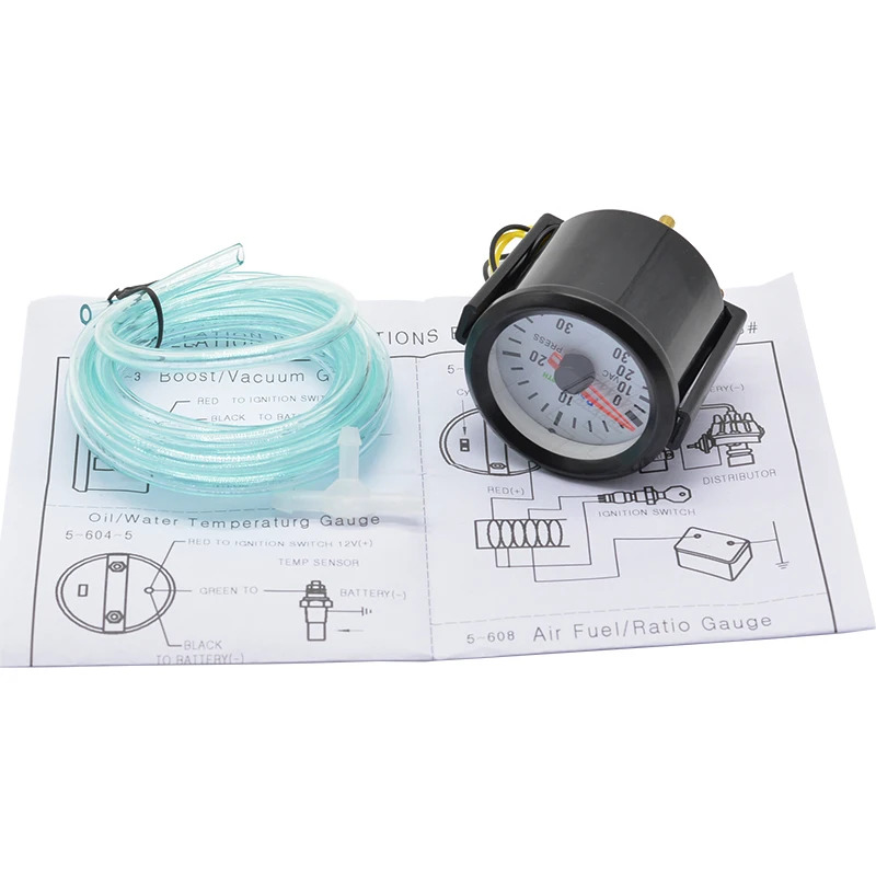 Round Earth 52mm Blue Backlight Auto Car Boost Gauge Modification Mechanical Turbine Meter -30~30 PSI Free Shipping