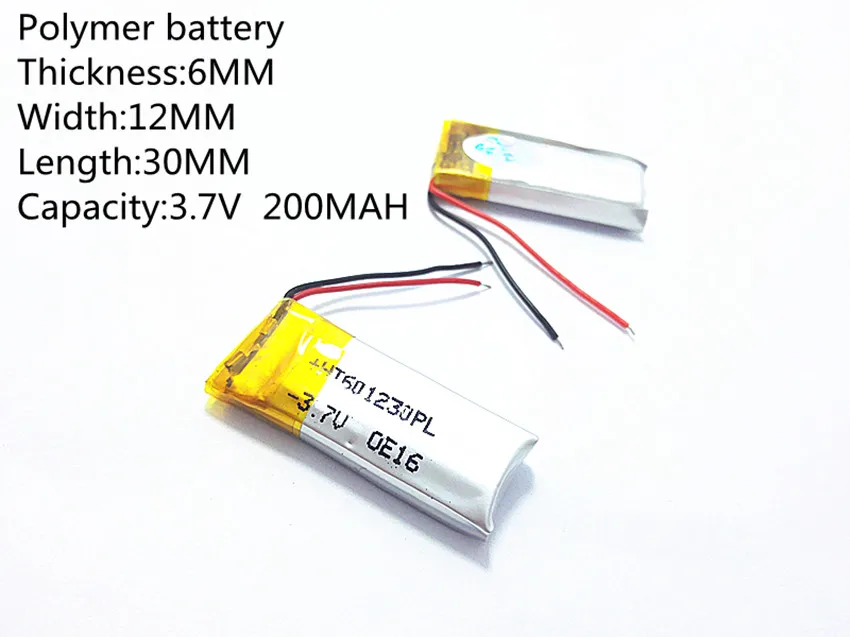 Litowo polimerowa bateria 601230 3.7V 200mah 601233 długopis z kamerą rejestrator bezprzewodowa mysz z Bluetooth baterii