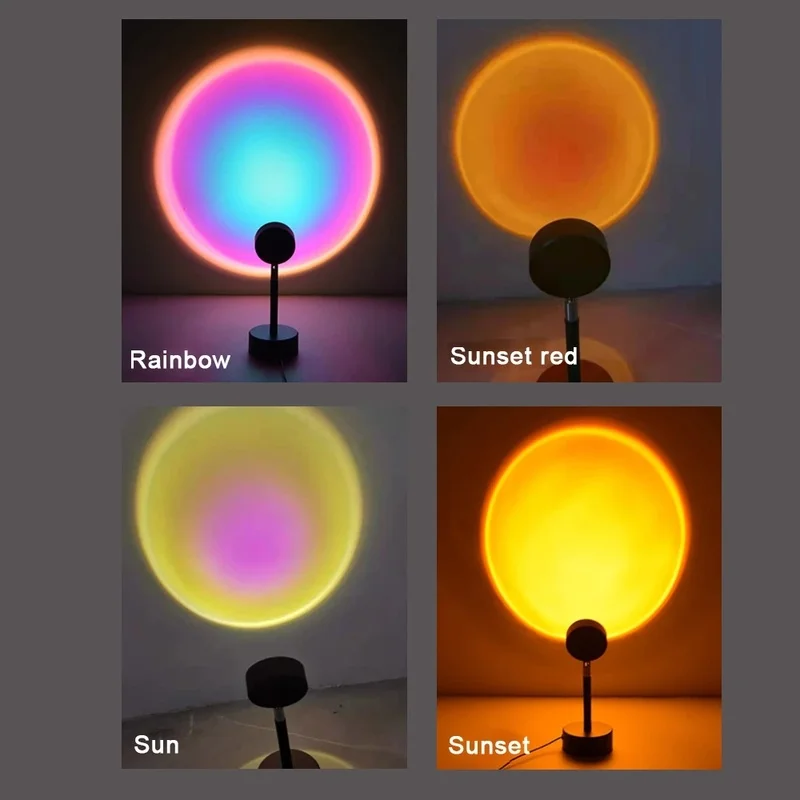 Rainbow Sunset Projector Atmosphere Night Light Coffee Shop Projection Light Bedroom Night Sunset Projection Lamp Remote Control