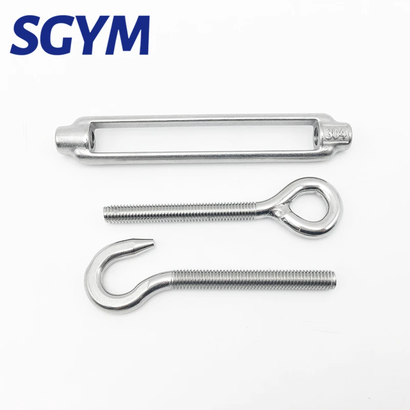 1Pcs M4 M5 M6 M8 M10 Stainless Steel 304 Adjust Chain Rigging Hooks & Eye Turnbuckle Wire Rope Tension Device Line Oc Oo Cc Type