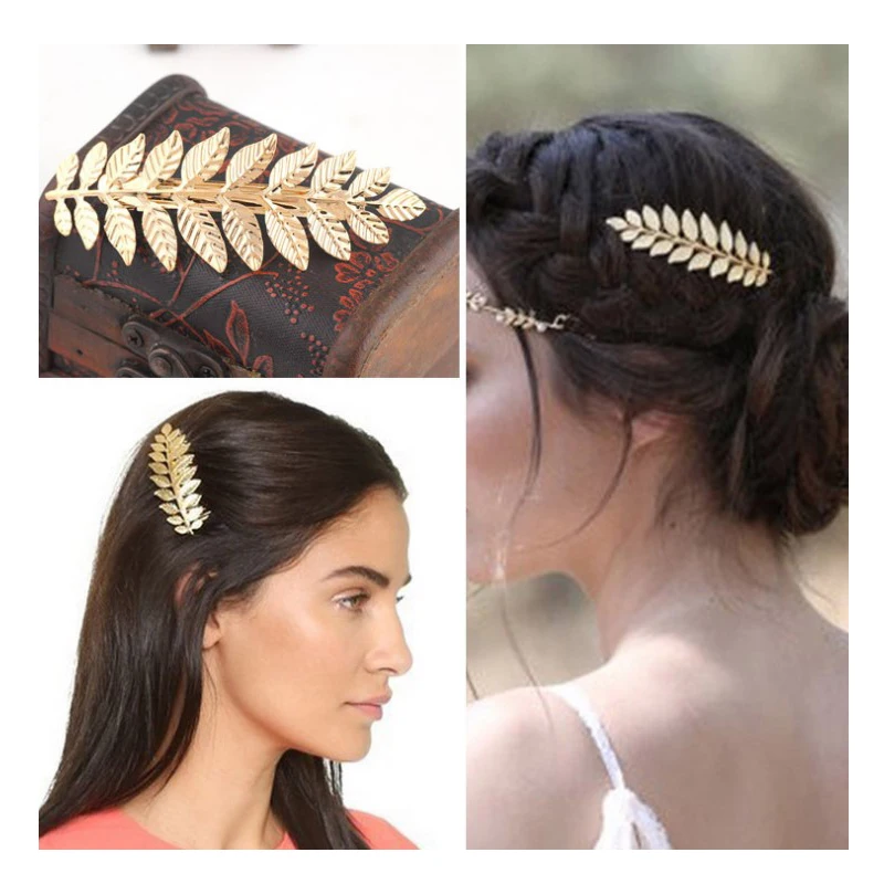 Retro Metal Feather Hair Grips Gilded Barrettes Hair Accessories For Women Simple Fashion Style Metal Hair Feather Hairpin