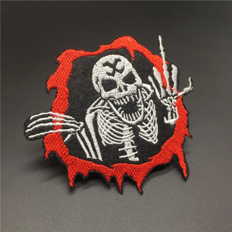 Punk Patch Size: 9.1x7.8cm Iron On Patch For Clothes Jacket Jeans Men DIY Embroidered Patches Appliques for Clothing Sitcker