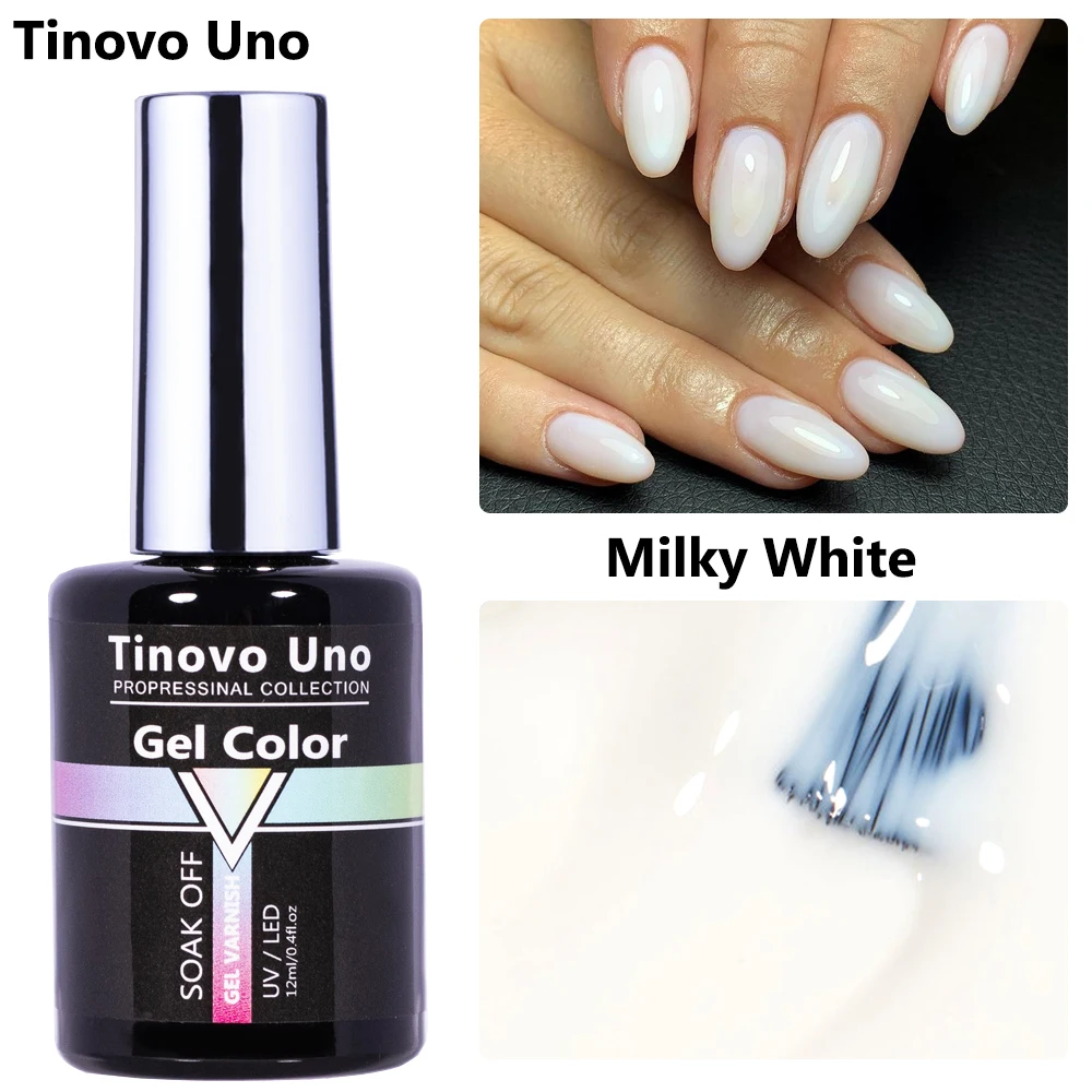 Tinovo Uno Milky White Gel Nail Polish 12ml Hot Sale Color Gel UV Semi Permanent Jelly Soak Off Varnish Lacquer All for Manicure