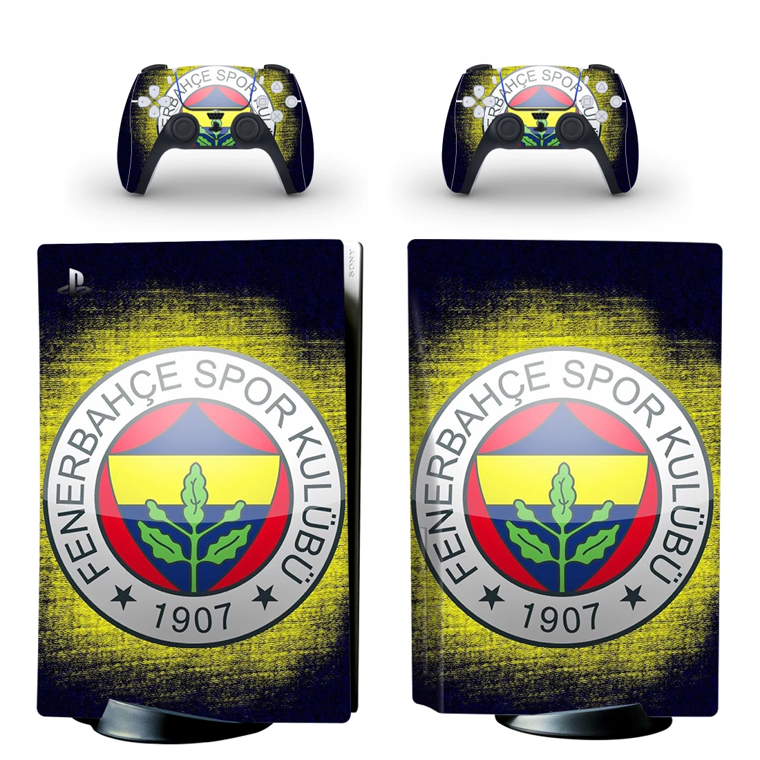 غطاء لاصق على شكل قرص قياسي من Fenerbahce PS5 لوحدة تحكم PlayStation 5 و2 وحدة تحكم PS5 Disk Skin Vinyl