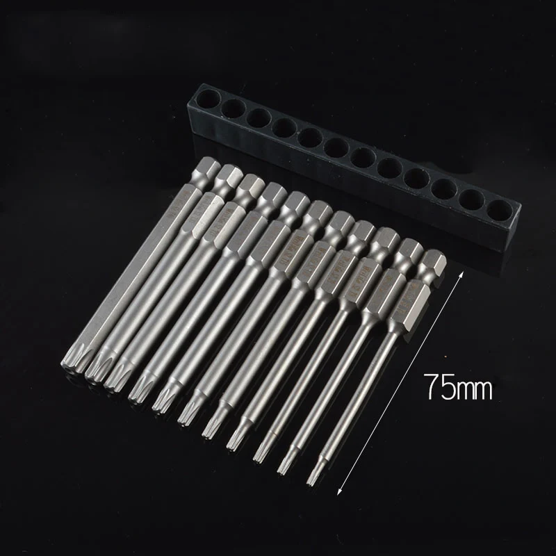 

11Pcs New High Precision 75mm T6-T40 Magnetic Star Torx Screwdriver Bit 1/4 Inch Hex Shank