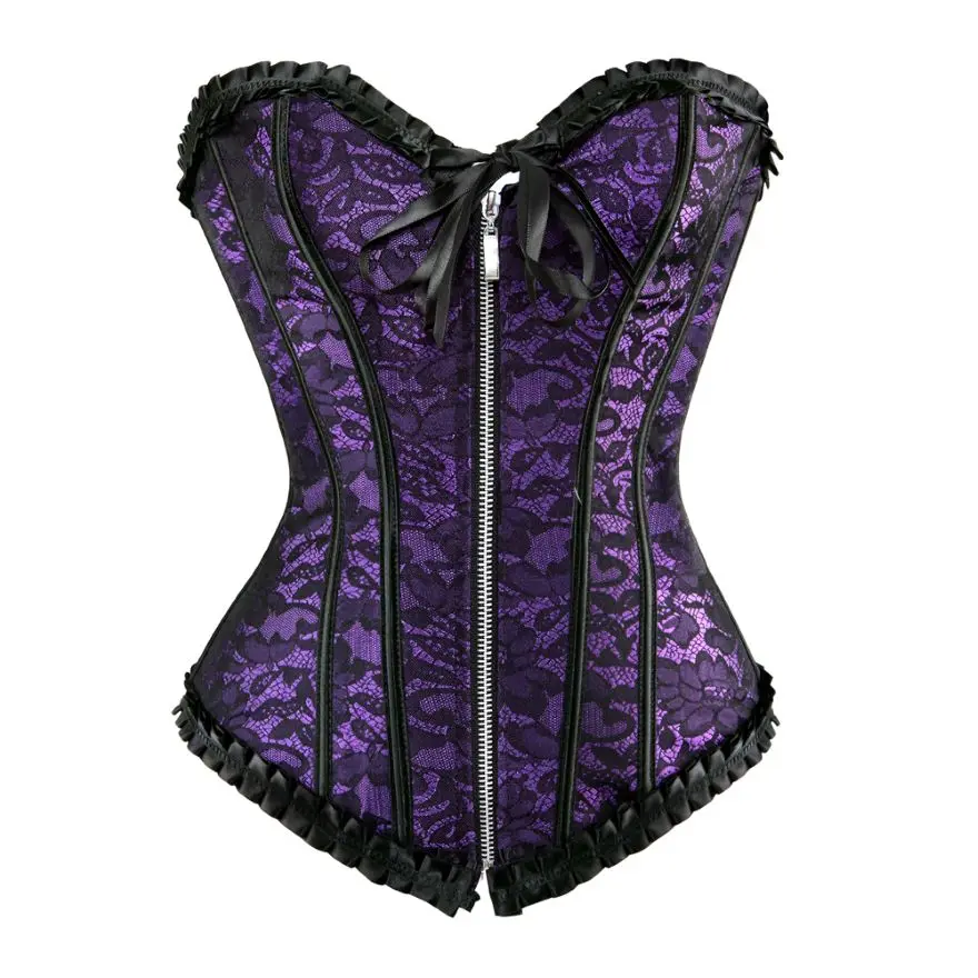 Women\'s Corset Top Sexy Lingerie Bustier Burlesque Waist Cincher Body Shaper Lace Up Vintage Floral Overbust Corsets Plus Size