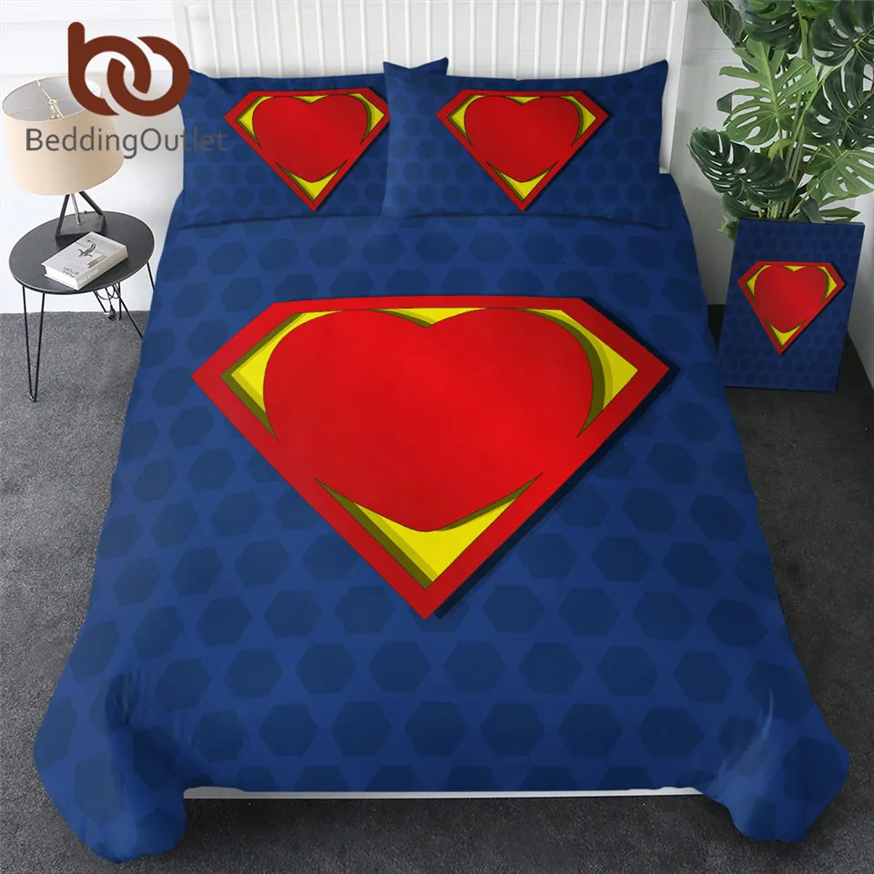 

BeddingOutlet Shield Bedding Set Red Heart Duvet Cover Set Blue Yellow Bedclothes Modern Bedspread Comfortable Home Decor 3PCS