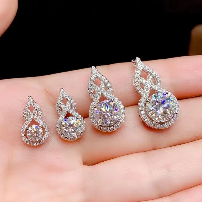 2021 new jewelry set pouring shiny moissanite gemstone necklace real 925 sterling silver new design  birthday party gift