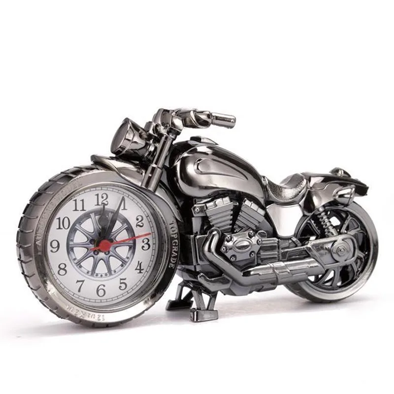 Creative Motorcycle Motorbike Pattern Alarm Clock Desk Clock Creative Home Birthday Gift Cool Clock (Wheel Type was Randomly)