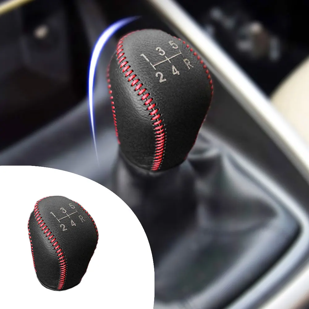 Leather Gear Knob Stick Covers MT For Ford Focus 09-17 Ecosport 13-17 ESCORT 15-17 Fiesta 13-17 Car Decor Shift Knob Shell