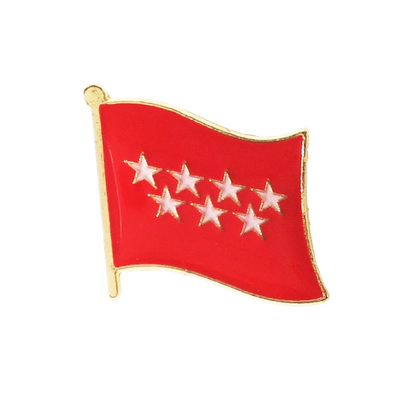 Madrid Flag Lapel Pins Spain Provincial Nationalities Region Brooch Crystal Epoxy  Metal Enamel Badge