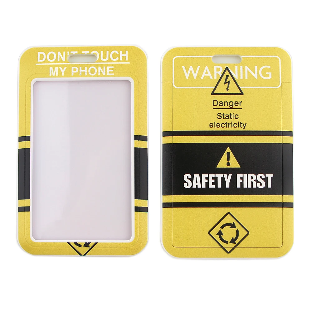 ER625 Safety First Yellow Warning Fashion Lanyard ID Badge Holder Bus Card Holder Staff Card Bank Credit Card Holder Accessories