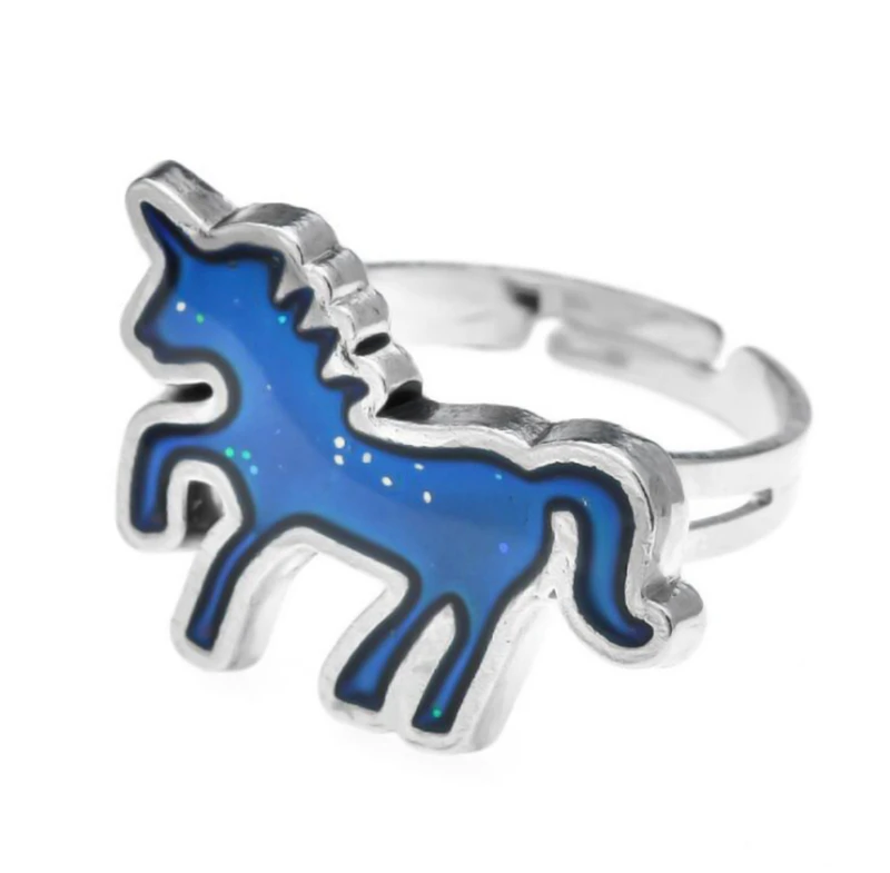 1pc Unicorn Mood Ring Color Change Mood Ring Adjustable Emotion Feeling Changeable Temperature Ring Jewelry Wholesale