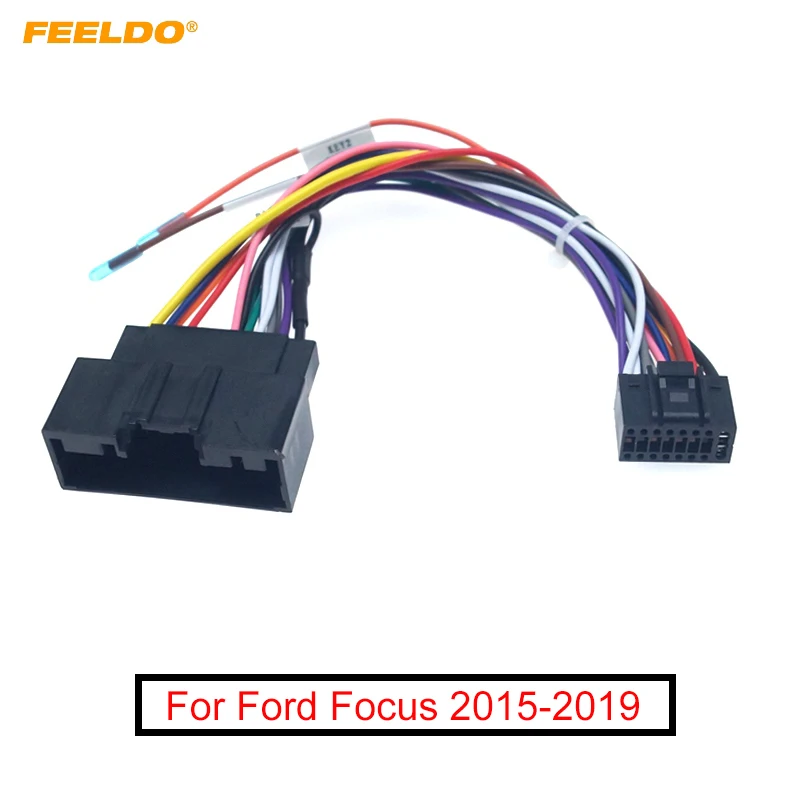 FEELDO Car Audio 16Pin Adaptor Wiring Harness Power Calbe For Ford Escort 2015+ Aftermarket Stereo Installation Kits