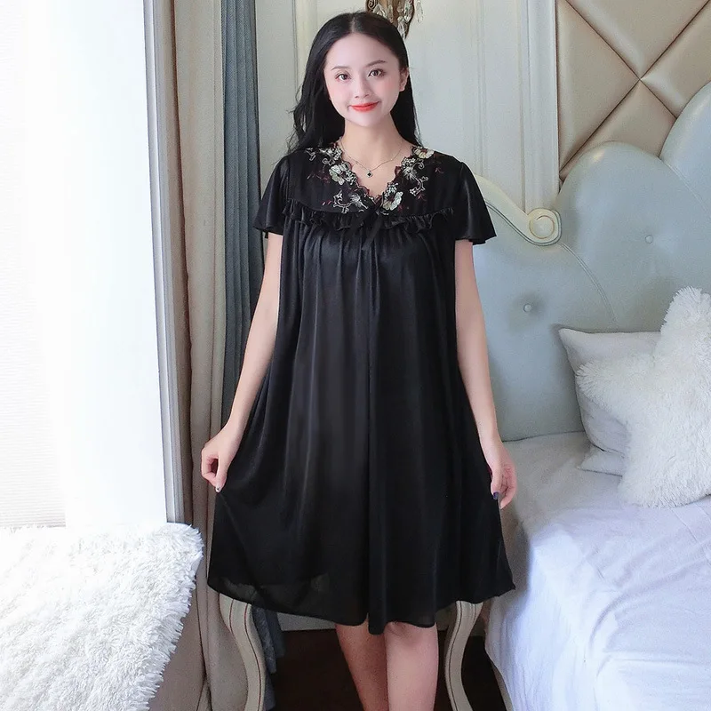 New Women\'s Champagne Sleepwear Nightgowns Nightwear Sexy Night Dress Nightie Sleeping Home Dress Gown Silk Satin Vintage Sexi