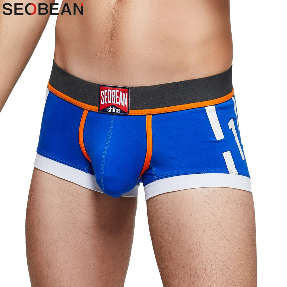 SEOBEAN-Calzoncillos de algodón para hombre, ropa interior Sexy, bóxer de tiro bajo, nuevo